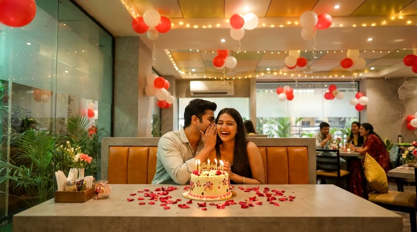 Couple Celebrating Anniversary at An's Kitchen Jaipur
