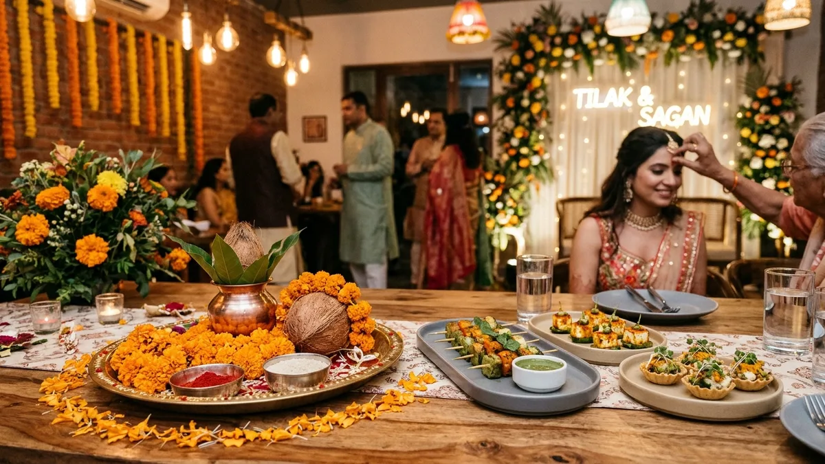 Family celebrating auspicious Tilak ceremony lunch at An's Kitchen in Jaipur